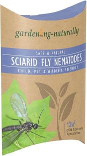 Packaging for sciarid fly nematodes, child, pet, and wildlife friendly.