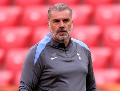 Ange Postecoglou, manager of Tottenham Hotspur, at a training session.