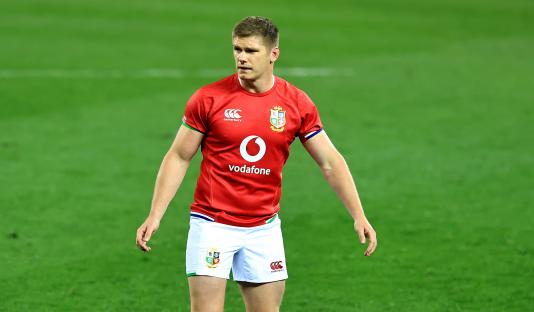 Owen Farrell of the British and Irish Lions on a rugby pitch.