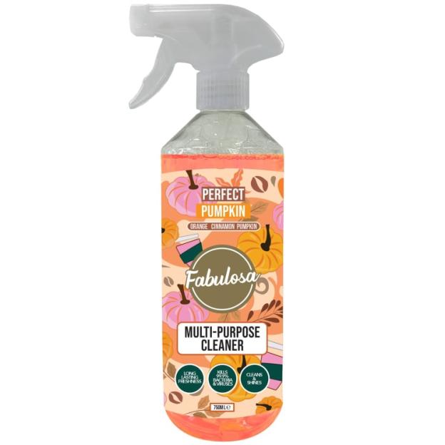 Fabulosa orange cinnamon pumpkin-scented multi-purpose cleaner bottle.