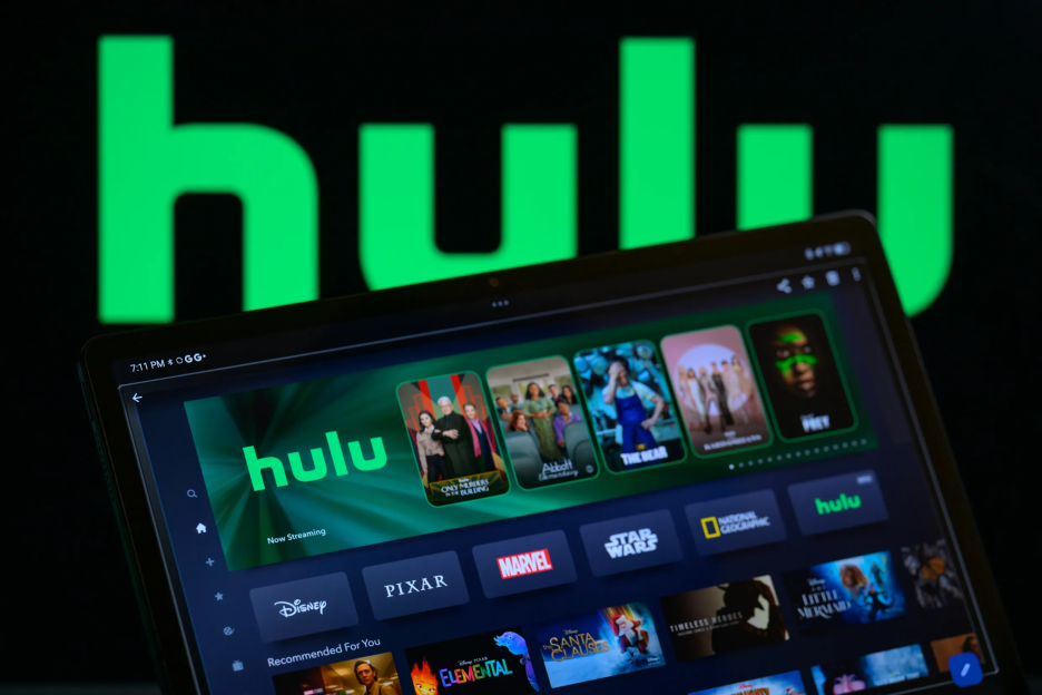 Hulu app on a tablet showing various streaming options.