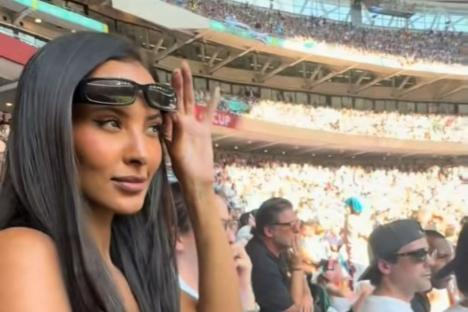 Maya Jama makes VERY rare TikTok about boyfriend Ruben Dias as she watches him play football