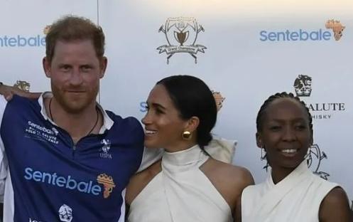 Prince Harry and Meghan, Duchess of Sussex with polo teams at the Royal Salute Polo Challenge.