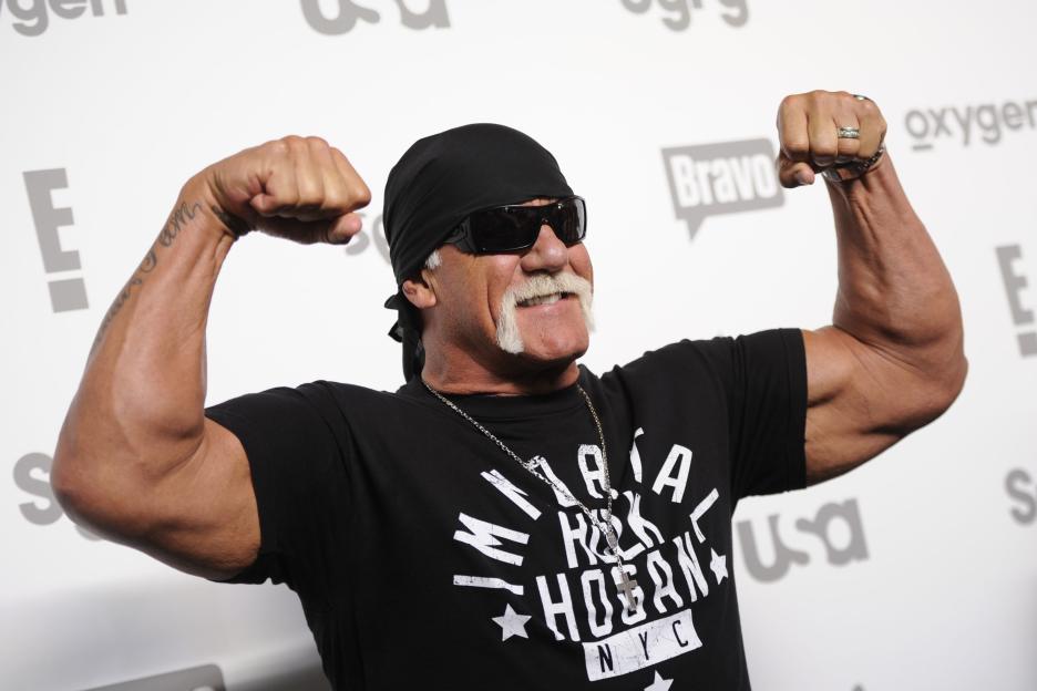 Hulk Hogan flexing his biceps.