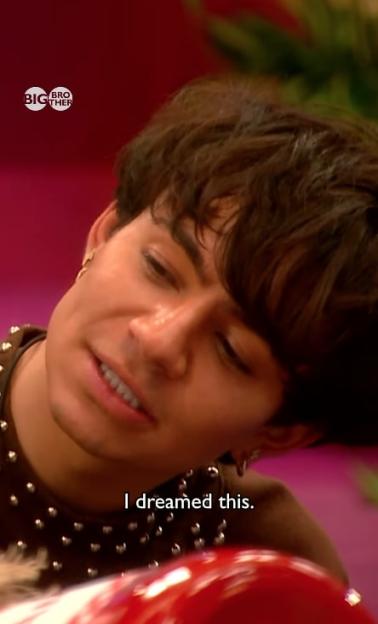 Sam, from Big Brother, with the caption "I dreamed this."