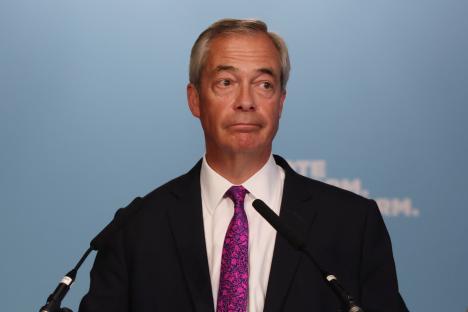 Nigel Farage at a press conference.