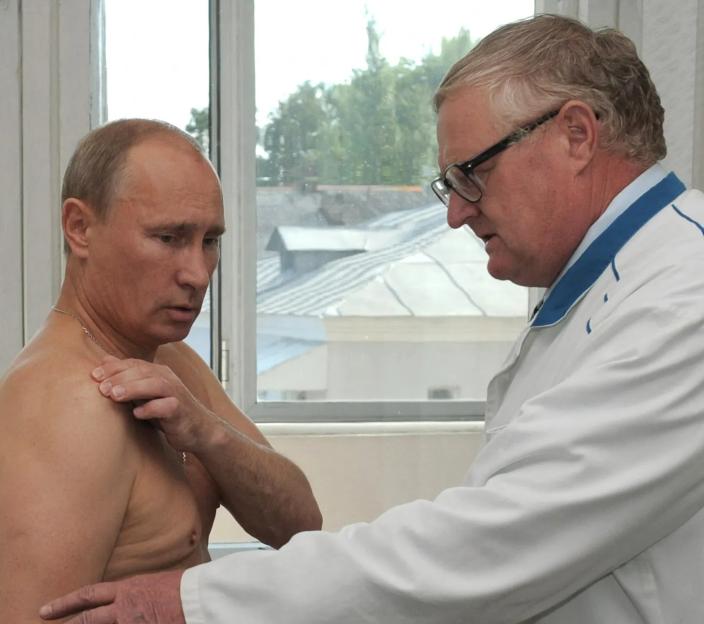 Vladimir Putin receiving a medical examination.