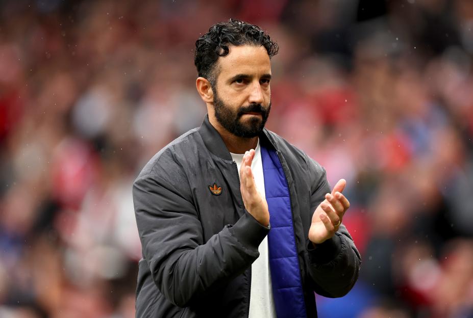 Ruben Amorim, Manchester United manager, applauding fans.
