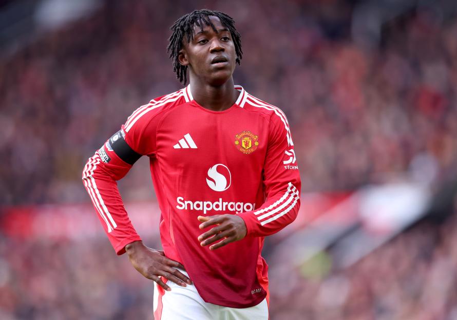 Kobbie Mainoo of Manchester United in action.