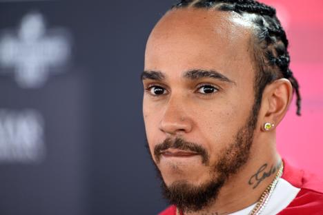 Close-up of Lewis Hamilton.