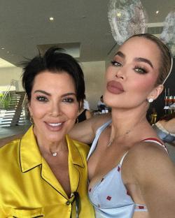 Kris Jenner and Khloe Kardashian posing for a selfie.