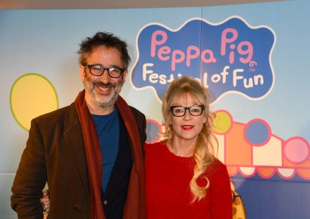 David Baddiel and Morwenna Banks at a Peppa Pig event.
