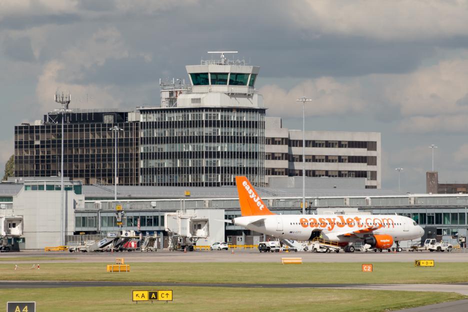EasyJet Airbus A319 at Manchester Airport.