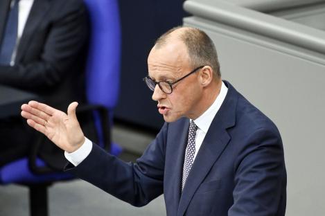 Friedrich Merz speaking at the German Bundestag.