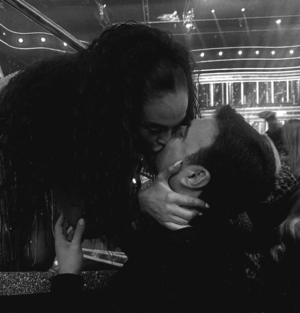 Ercan Ramadan and Vicky Pattison sharing a kiss.