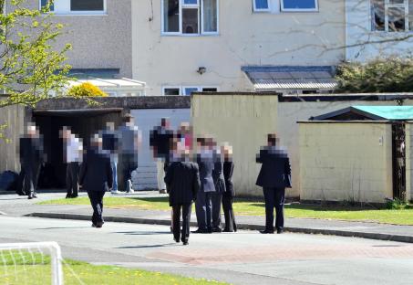 Jury visiting a residential area during the Mark Bridger trial.