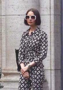 Lily Collins on the set of Emily in Paris in Rome.