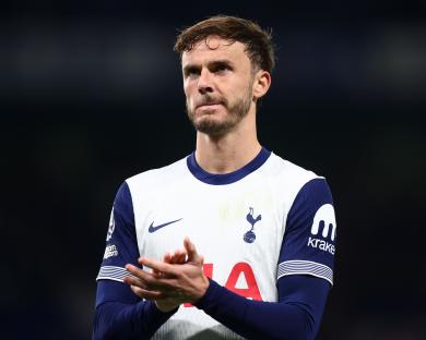 James Maddison of Tottenham Hotspur applauding.