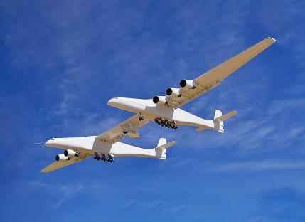 Stratolaunch Roc, world's biggest airplane, in flight.