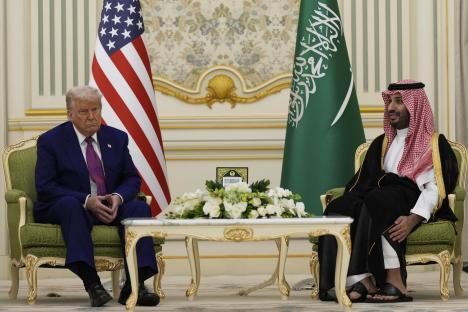President Donald Trump and Saudi Crown Prince Mohammed bin Salman meeting.