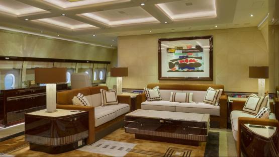 Interior of a $400 million Boeing 747-8 private jet.