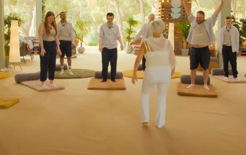 Group of people participating in a wellness retreat.