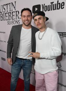 Scooter Braun and Justin Bieber at the premiere of Justin Bieber: Seasons.