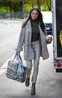 Katya Jones arriving at rehearsals.