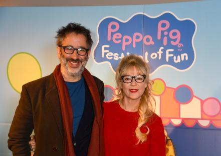 David Baddiel and Morwenna Banks at a Peppa Pig event.