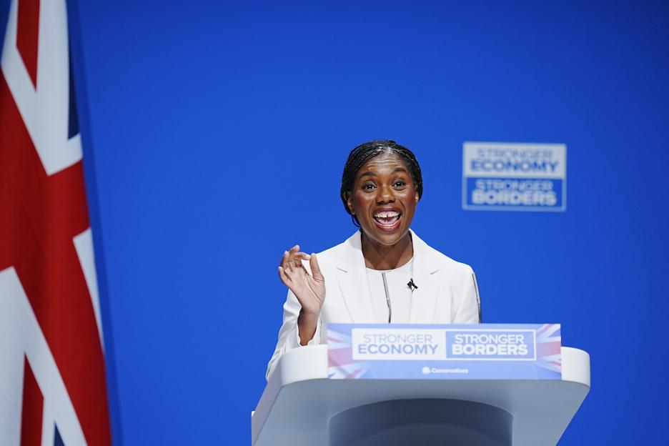 Kemi Badenoch speaking at the Conservative Party Conference.