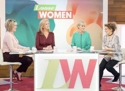 Four women on the set of the Loose Women TV show.