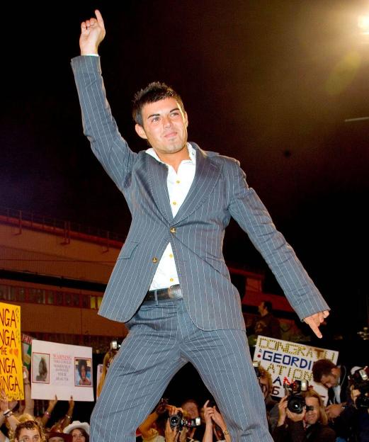 Anthony Hutton, winner of Big Brother 6, celebrating.