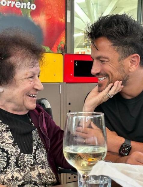 Peter Andre smiling with his mother.