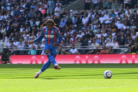 Eberechi Eze of Crystal Palace scoring a goal.