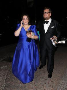 Ruth Jones and James Corden at an awards ceremony.