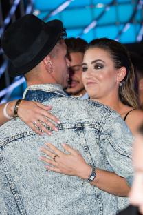 Jackson Blyton and Georgina Leigh Cantwell hugging at the Big Brother Final.