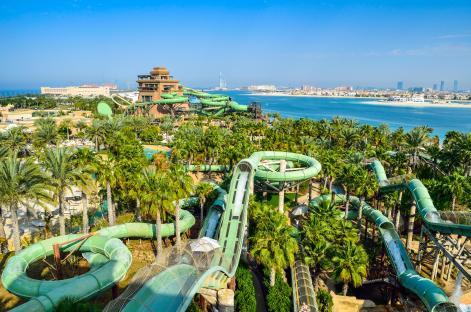 G2X8DC Aquaventure Waterpark in Atlantis. The Palm is the best Water Park in Dubai, packed with world first, record breaking rides.