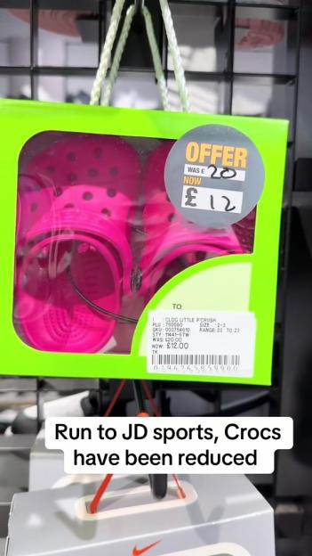 Pink Crocs on sale at JD Sports for £12.