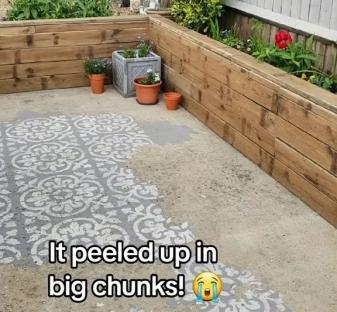 Failed DIY patio stenciling project.