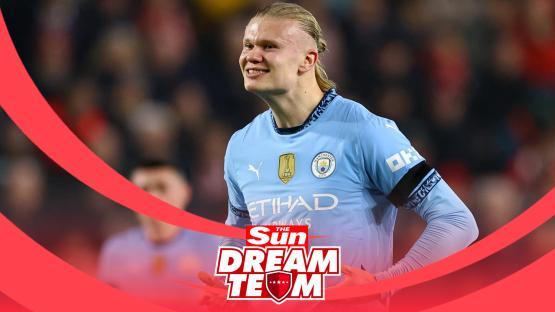 Erling Haaland in Manchester City uniform, featured in The Sun Dream Team.