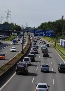 Traffic jam on a German highway.