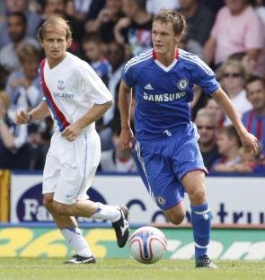 Josh McEachran of Chelsea dribbling the ball during a pre-season friendly.