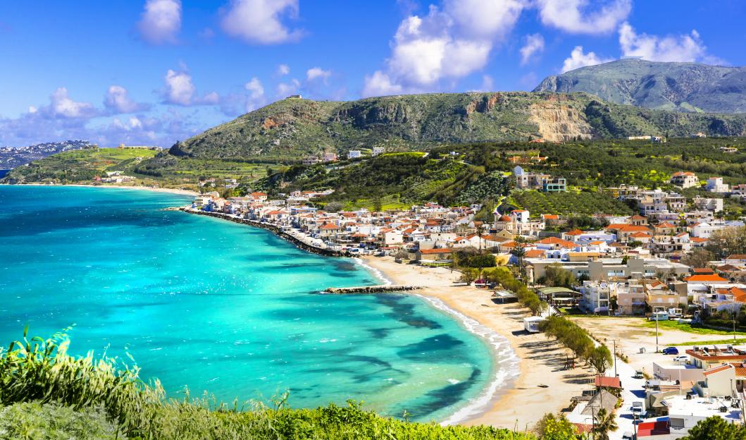 Kalyves Bay beach in Crete, Greece.