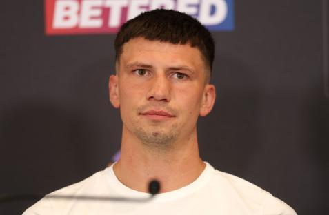 LONDON, ENGLAND - MAY 14: Kieron Conway speaks to the media ahead of the BBBofC and Commonwealth Boxing Council British middleweight titles' fight between Kieron Conway and Gerome Warburton during a Press Conference for the Johnny Fisher v Dave Allen 2 - Fight Night at Canary Riverside Plaza Hotel on May 14, 2025 in London, England. (Photo by Richard Pelham/Getty Images)