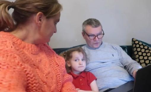 Sue and Noel Radford with their child, criticized for using their children to advertise a tutoring app.