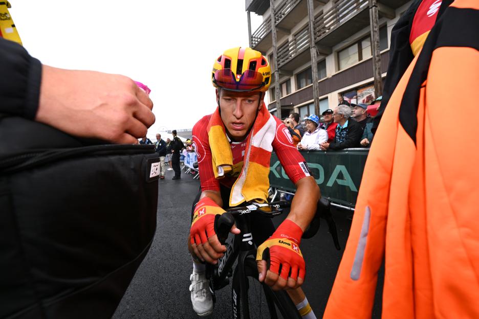 Tour de France star Tobias Johannessen collapses at finish line and rushed to hospital in ambulance