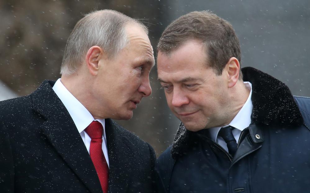 Vladimir Putin and Dmitry Medvedev.