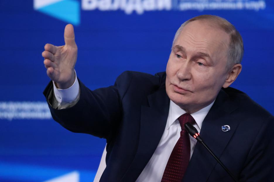 Russian President Vladimir Putin speaking at the Valdai Discussion Club.