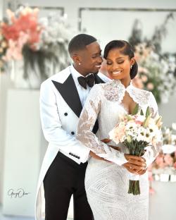 Priscilla Ojo in a Dreamy Gown & Juma Jux in Sharp Tux: Their White Wedding Looks Are Everything
