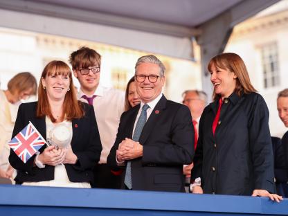 Angela Rayner, Keir Starmer, and Rachel Reeves at a VE Day concert.